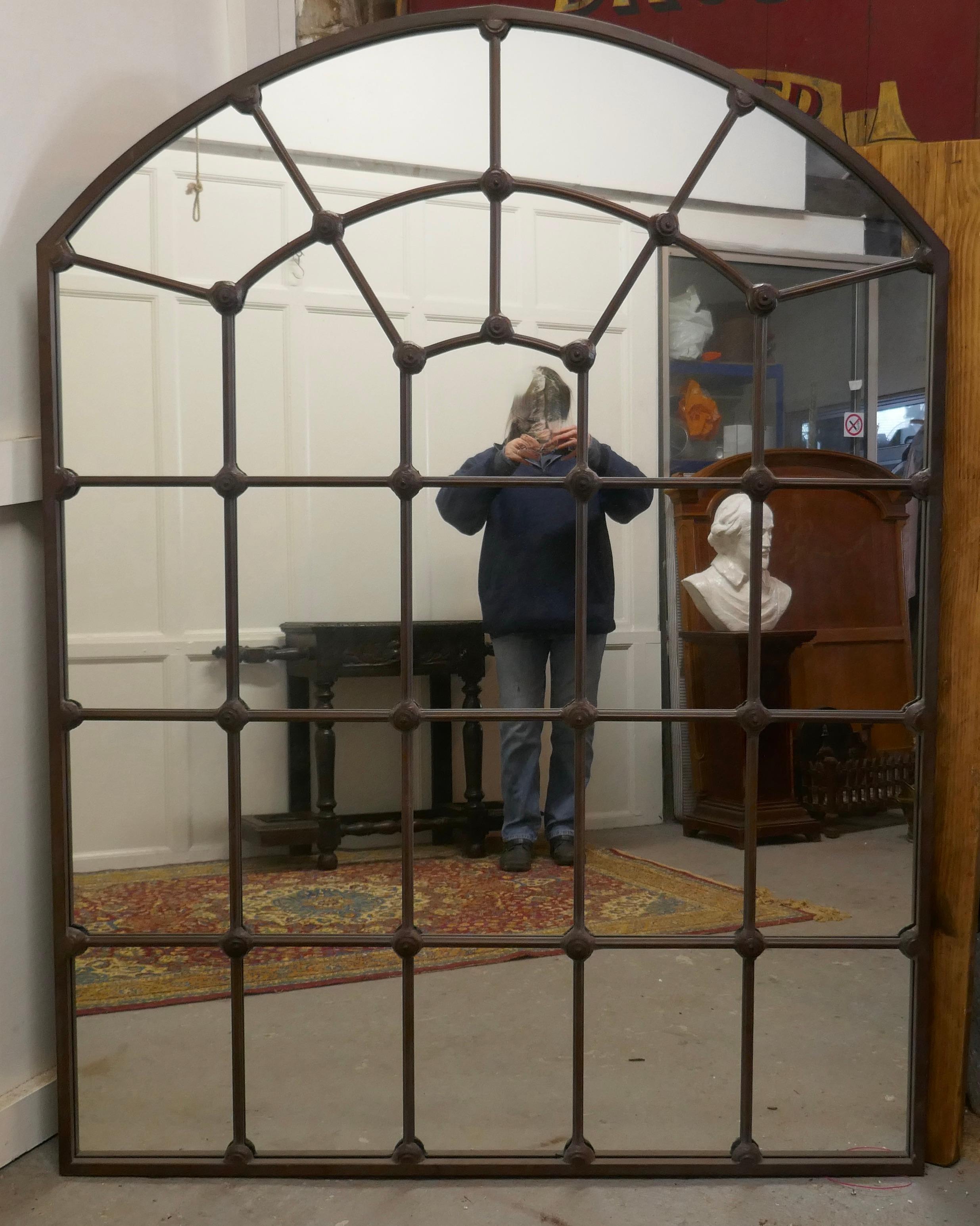 20th Century Large Industrial Style French Window Mirror