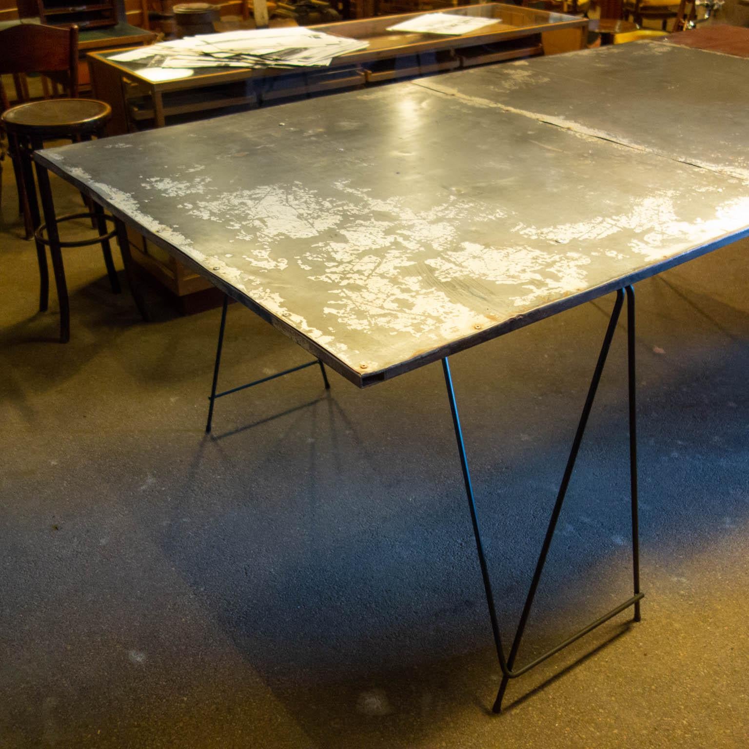 Hand-Crafted Large Industrial Table by Upcycle Artist Frits Jeuris, Old Brewery Door For Sale