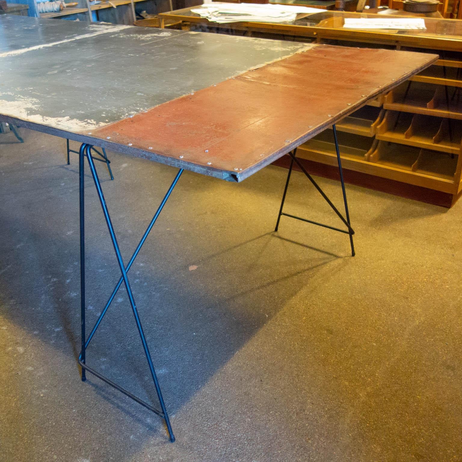 Metal Large Industrial Table by Upcycle Artist Frits Jeuris, Old Brewery Door For Sale