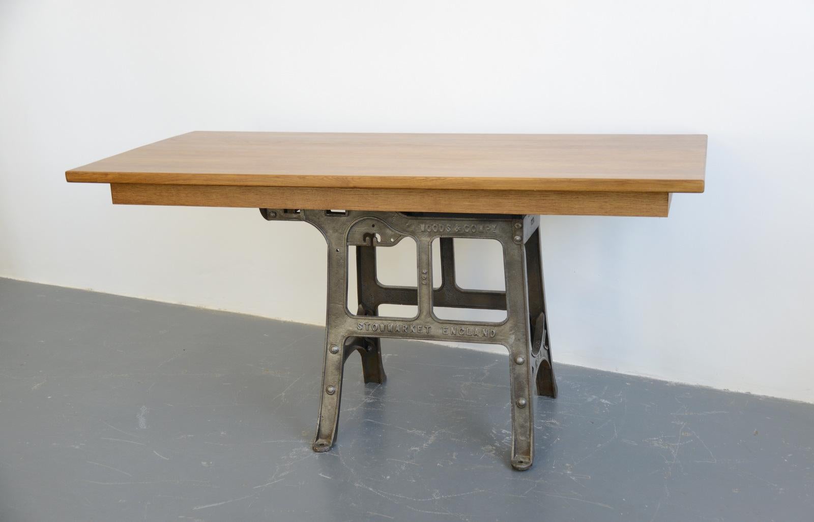 English Large Industrial Table by Woods & Co., circa 1910
