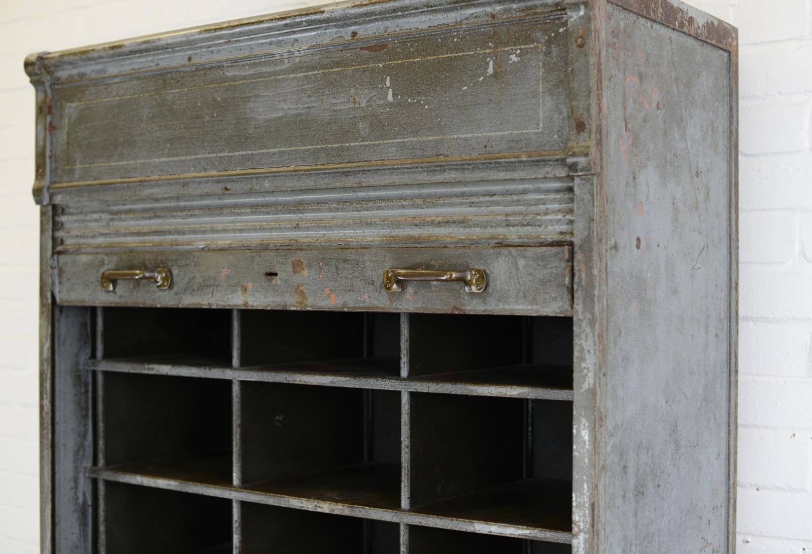Early 20th Century Large Industrial Tambour Fronted Cabinet by Strafor, circa 1920s
