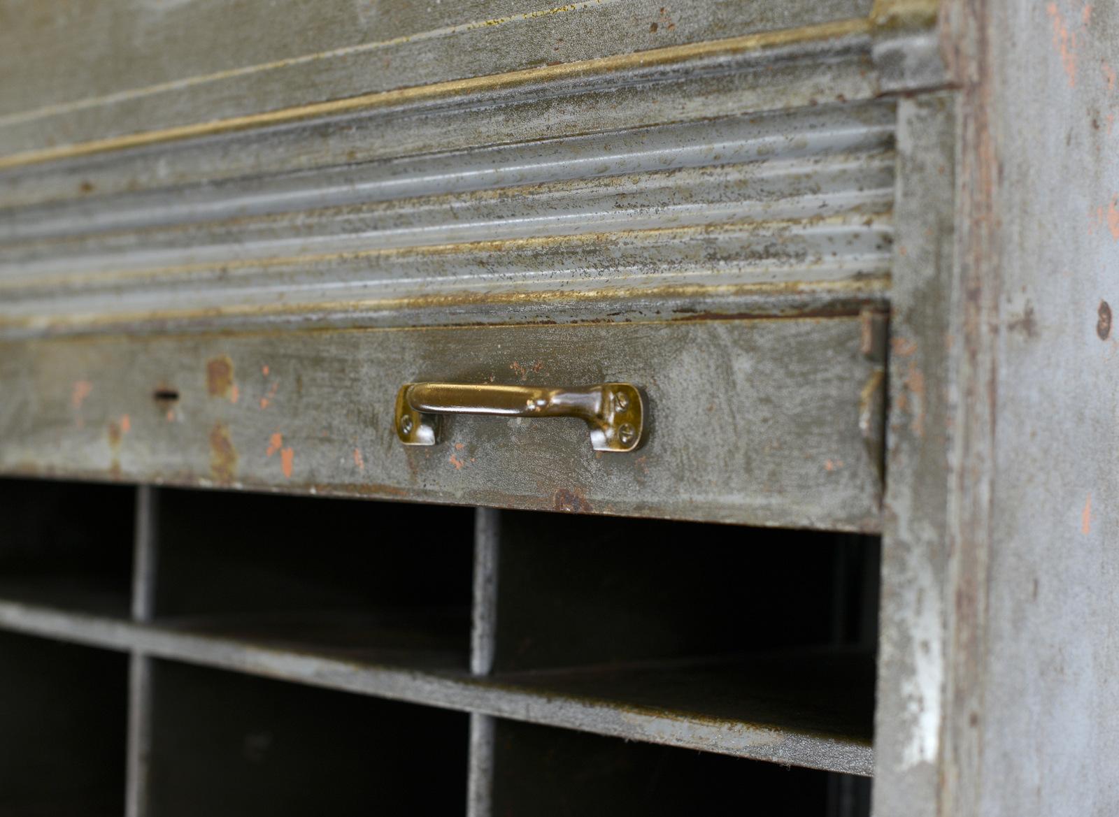 Steel Large Industrial Tambour Fronted Cabinet by Strafor, circa 1920s