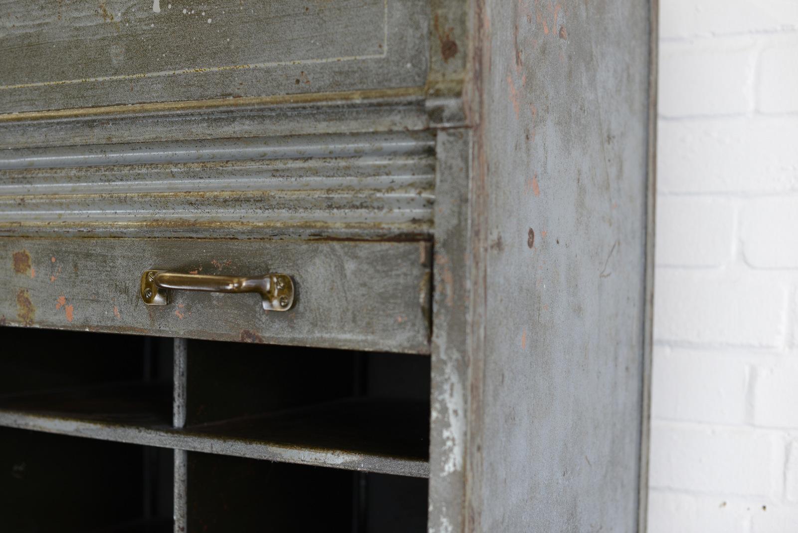 Large Industrial Tambour Fronted Cabinet by Strafor, circa 1920s 2