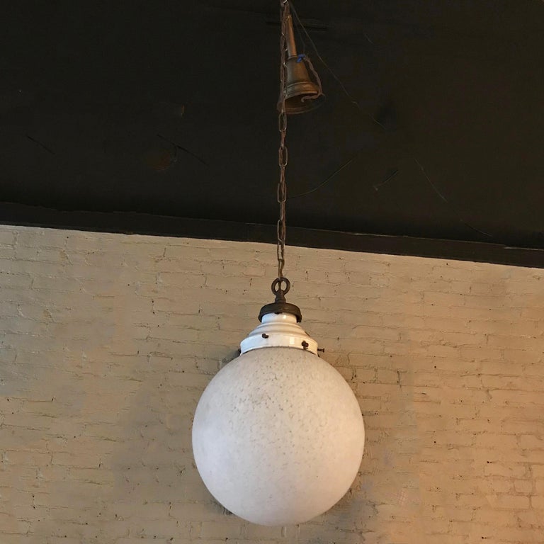 Large Industrial Textured Frosted Glass Globe Pendant ...