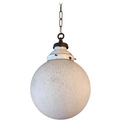 Large Industrial Textured Frosted Glass Globe Pendant Light
