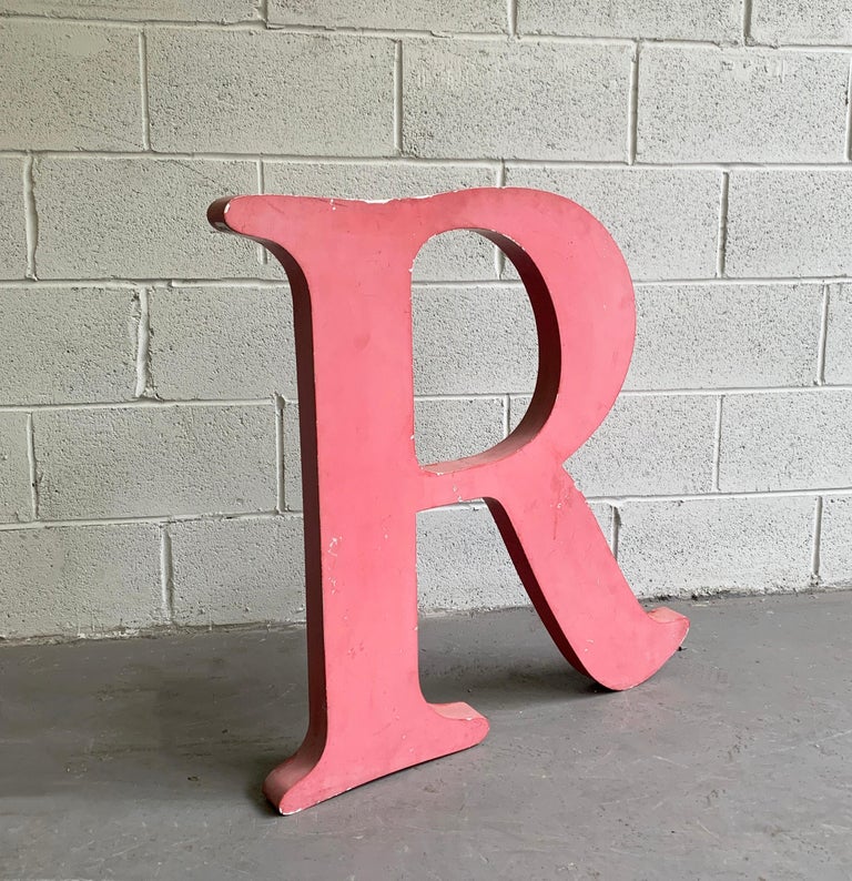 American Large Industrial Times Roman Marquee Letter R For Sale