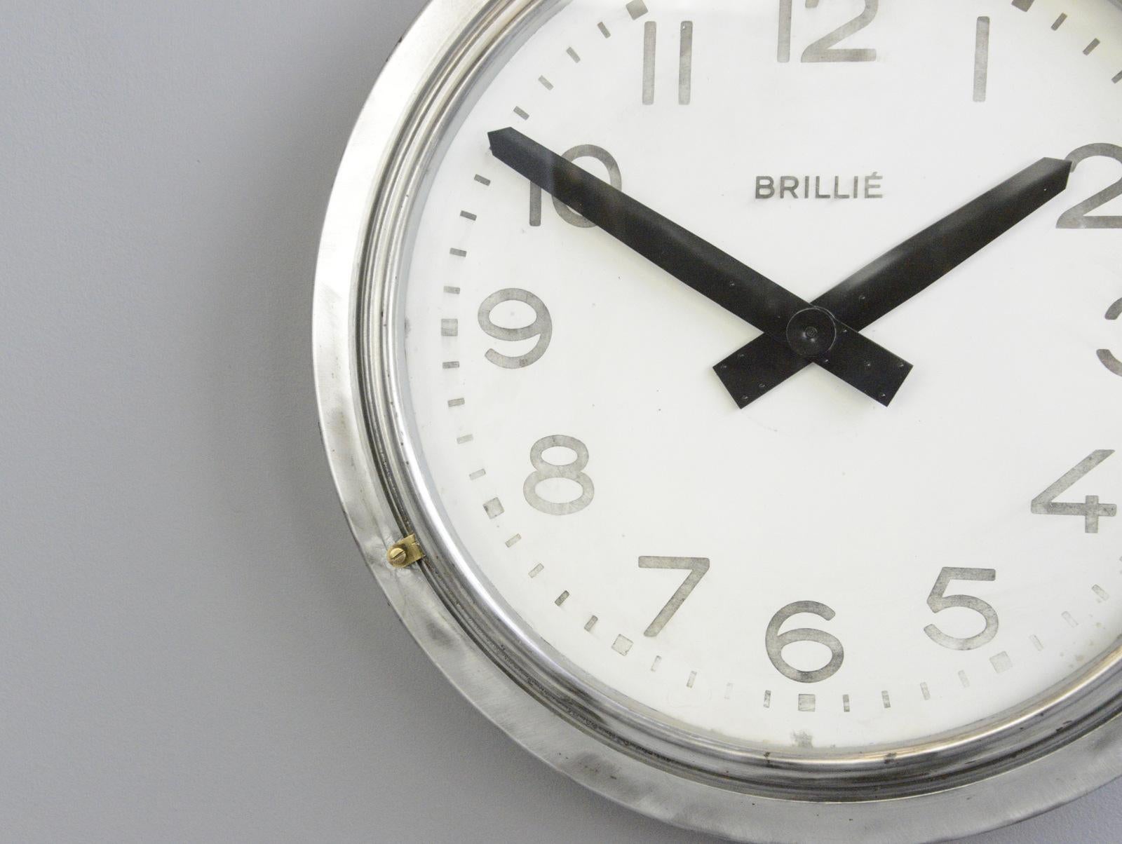 Large Industrial Wall Clock by Brillie, circa 1930s 3