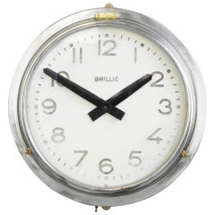 Large Industrial Wall Clock by Brillie, circa 1930s