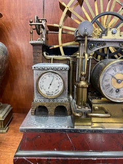 Large Industrial Waterwheel Automaton Clock, Barometer & Exposed Machinery c1900