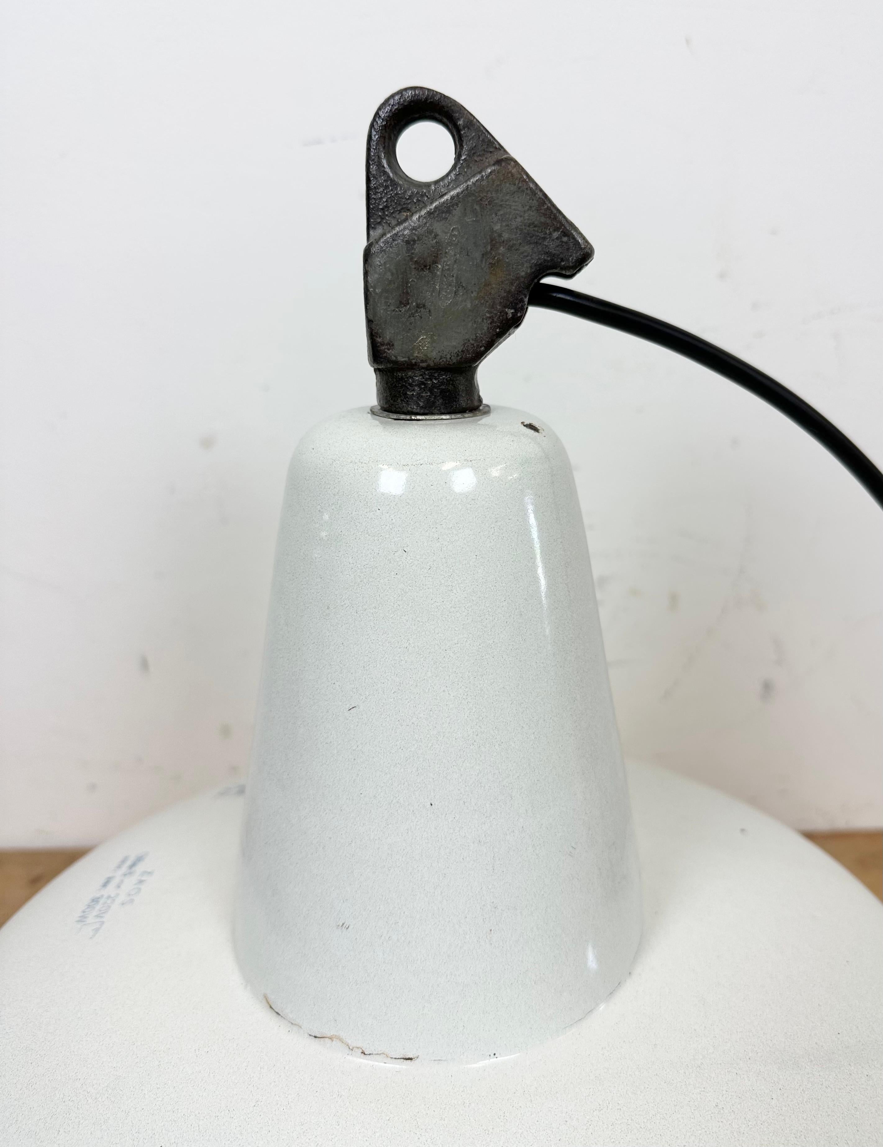 Large Industrial White Enamel Factory Pendant Lamp from Zaos, 1960s For Sale 11