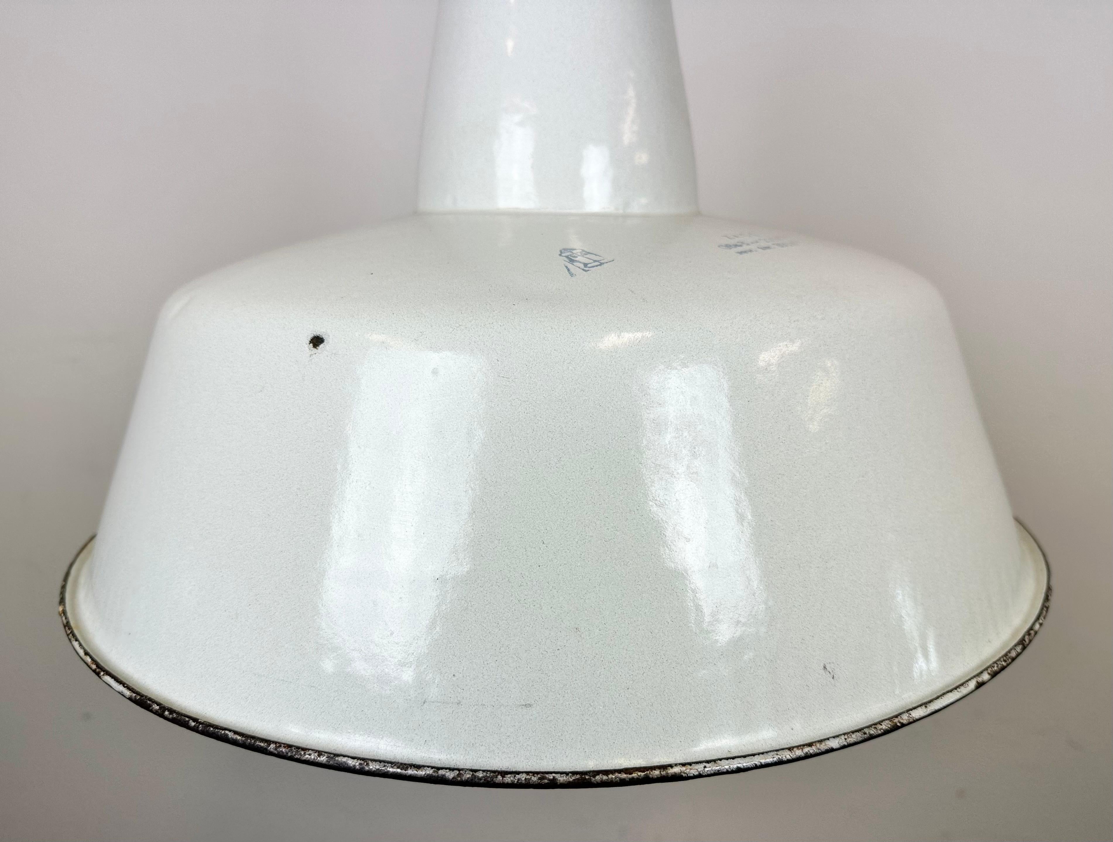 20th Century Large Industrial White Enamel Factory Pendant Lamp from Zaos, 1960s For Sale