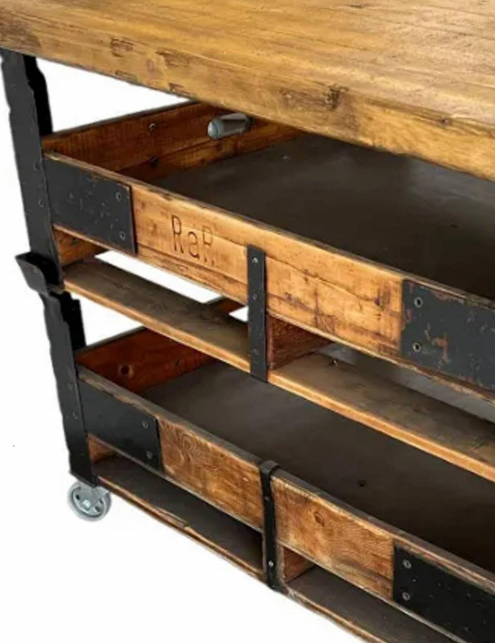 Large Industrial Work Cart Tiered Kitchen Island 1