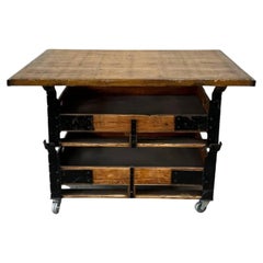 Large Industrial Work Cart Tiered Kitchen Island