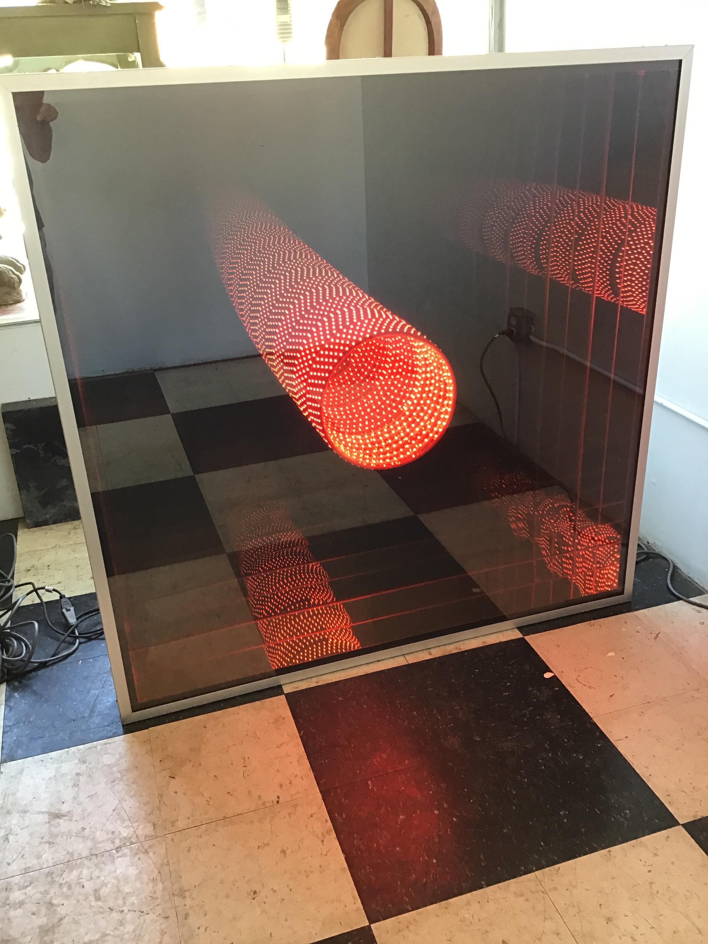 Very large 1980s infinity mirror from an East Hampton estate. Hard to show how cool this item is through the pictures.