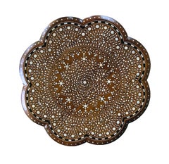 Large Inlaid Anglo Indian Side/traveling Table with Rare Scalloped Top