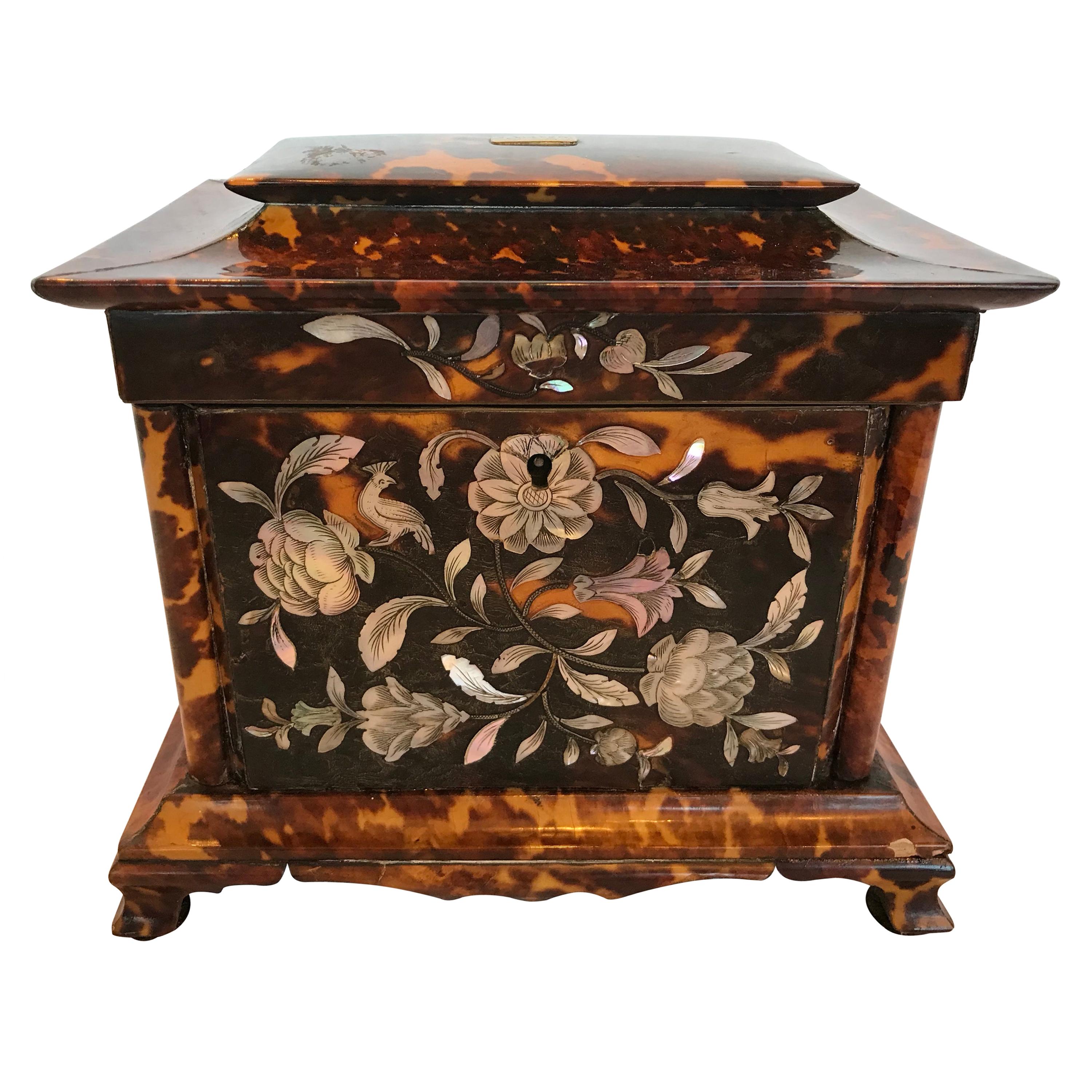 Large Inlaid Regency Tea Caddy