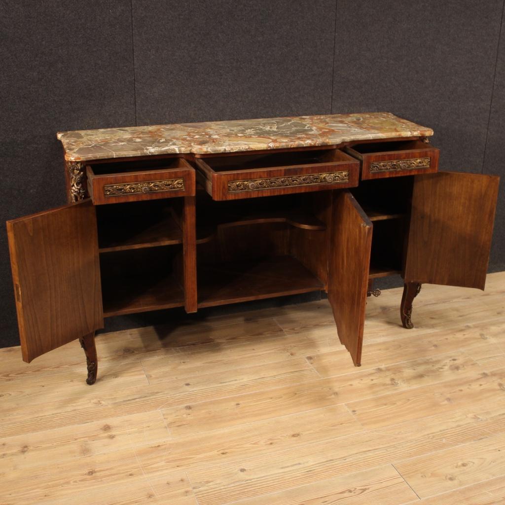 Mahogany Large Inlaid Sideboard with Marble Top, 20th Century For Sale