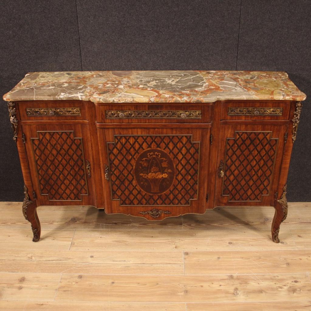 Large Inlaid Sideboard with Marble Top, 20th Century For Sale 2