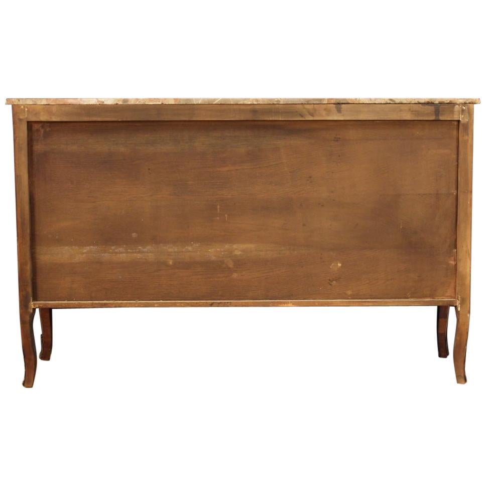 Large Inlaid Sideboard with Marble Top, 20th Century For Sale
