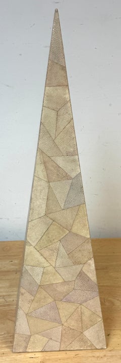 Large Inlaid Specimen Shagreen Obelisk Attributed to R & Y Augousti