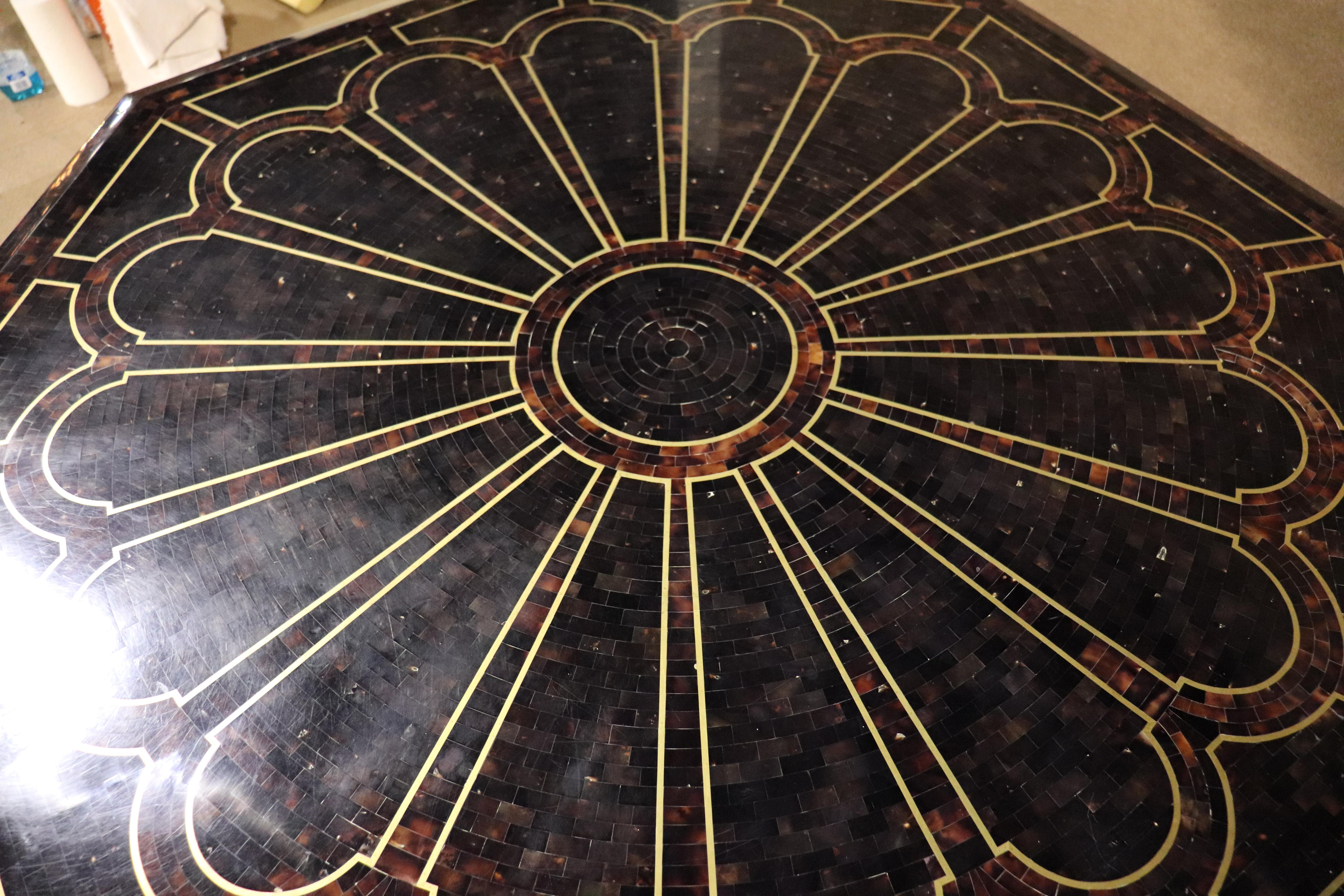 Large Inlay Stone Dining Table In Good Condition For Sale In Brooklyn, NY