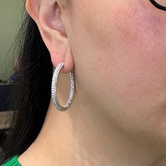 Large Inside out Diamond Hoop Earrings 18k White Gold