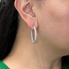 Large Inside out Diamond Hoop Earrings 18k White Gold