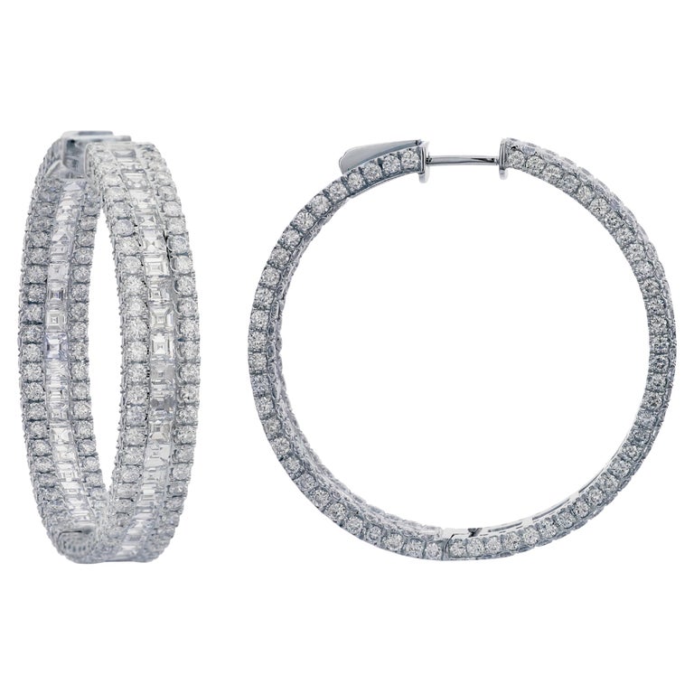 13.34 Ct InsideOut 18K Diamond Hoop Earrings For Sale at 1stDibs
