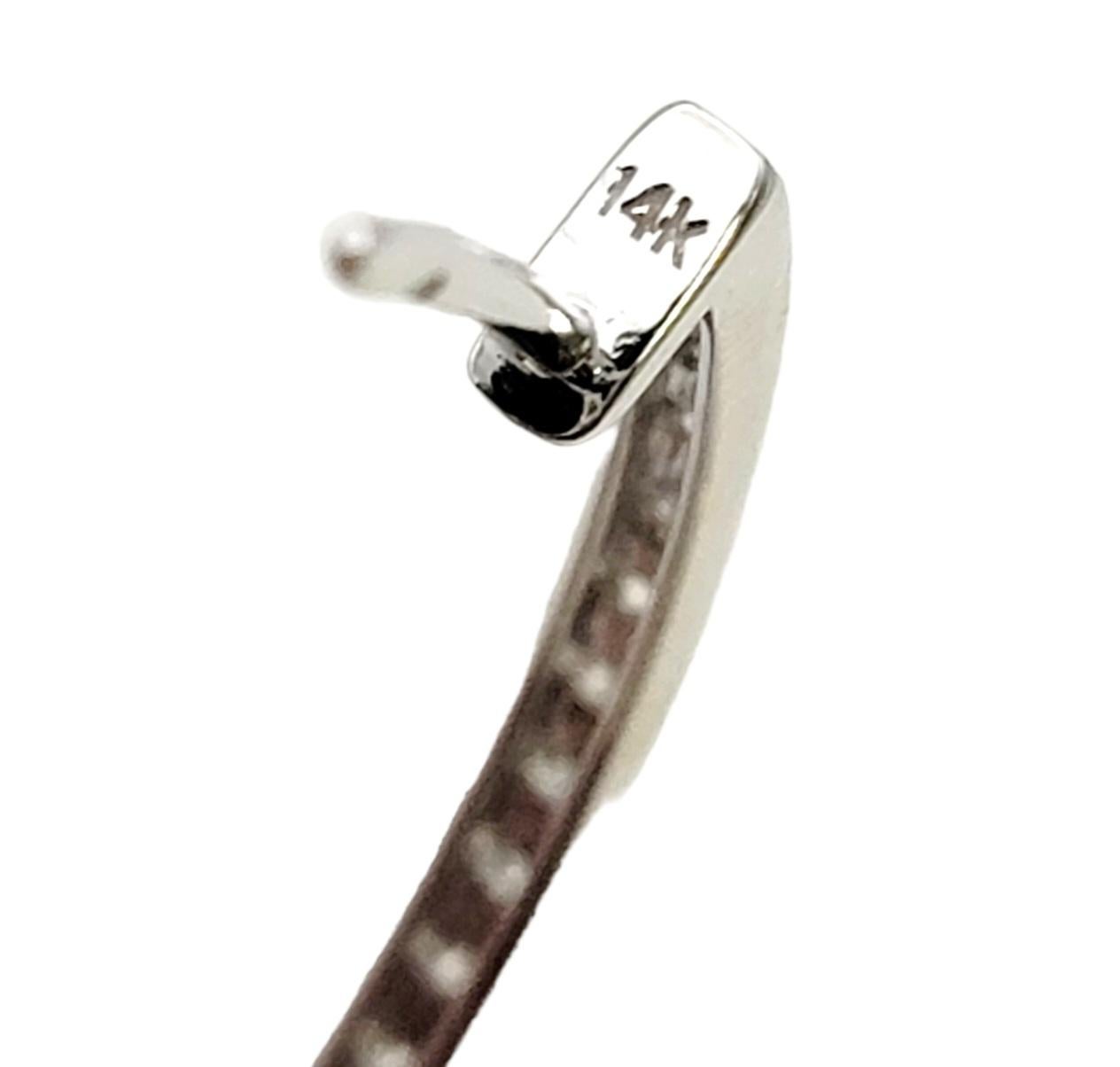 Large Inside-Outside Pave Diamond Oval Hoop Earrings in 14 Karat White Gold For Sale 6