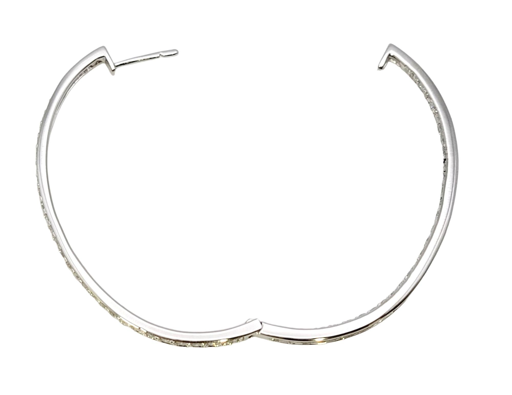 Large Inside-Outside Pave Diamond Oval Hoop Earrings in 14 Karat White Gold For Sale 3