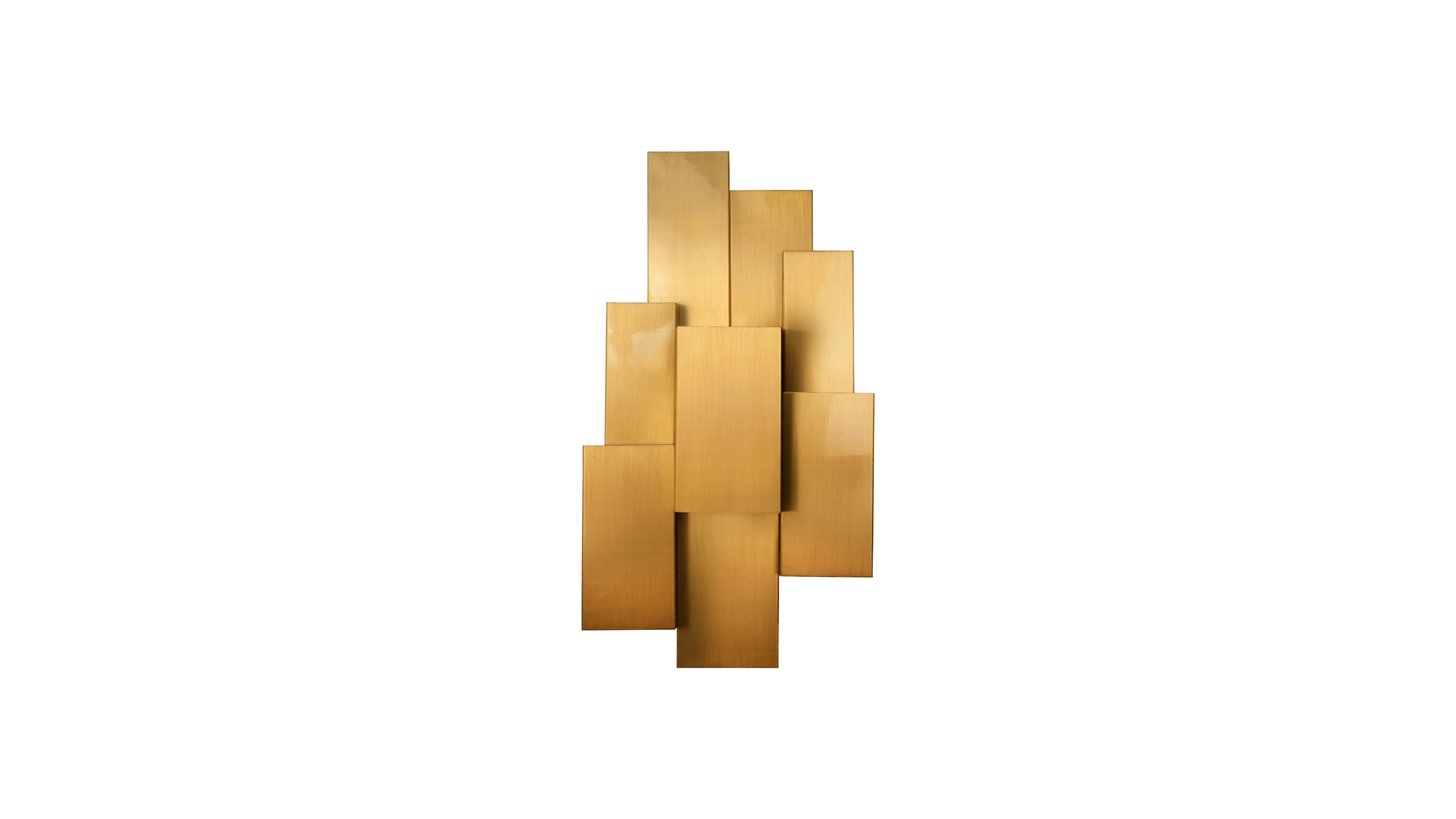 Post-Modern Large Inspiring Trees Brushed Brass Wall Lamp by InsidherLand For Sale