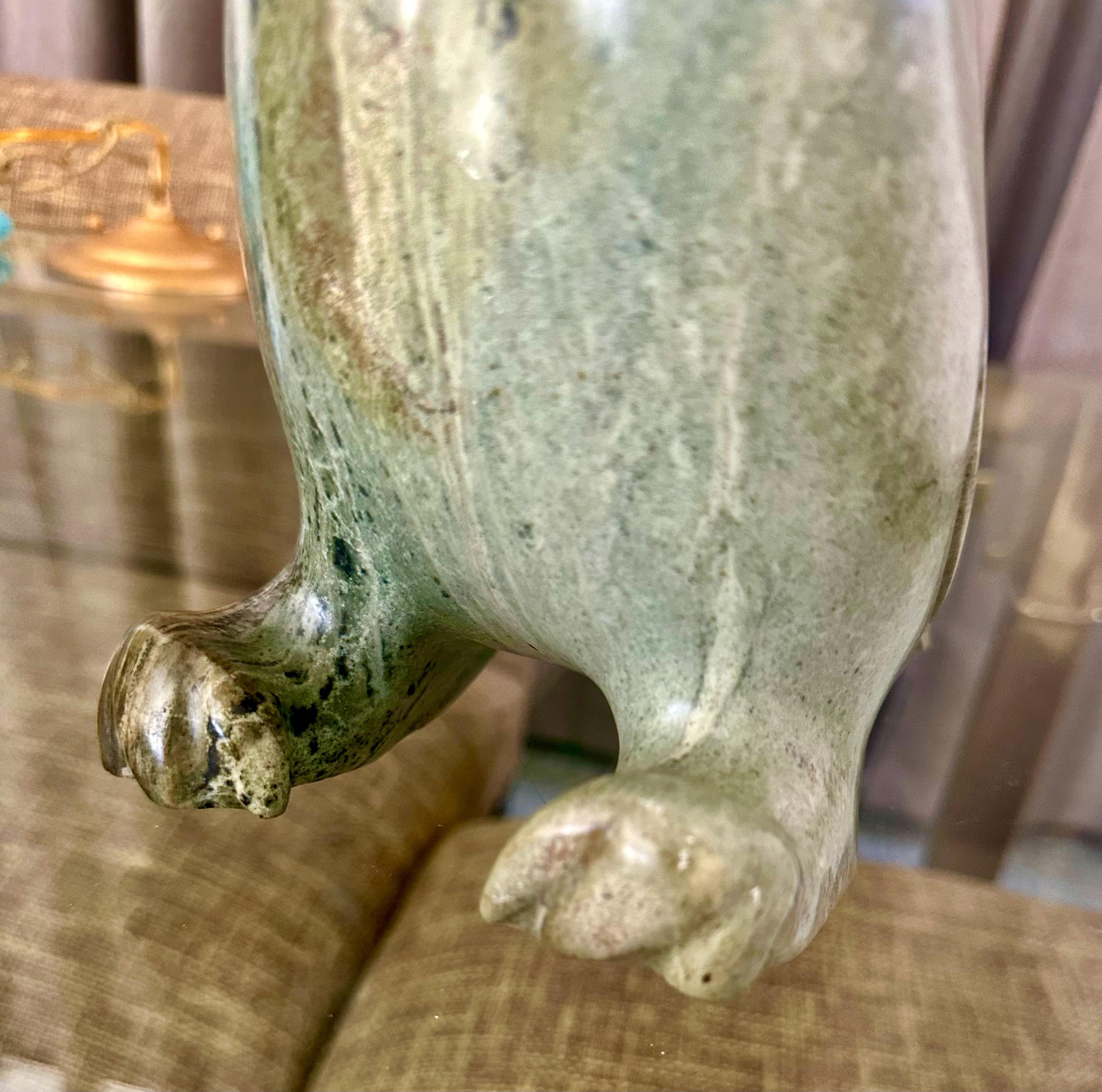 Large Inuit Native American Eskimo Stone Carved Bird Sculture For Sale 6