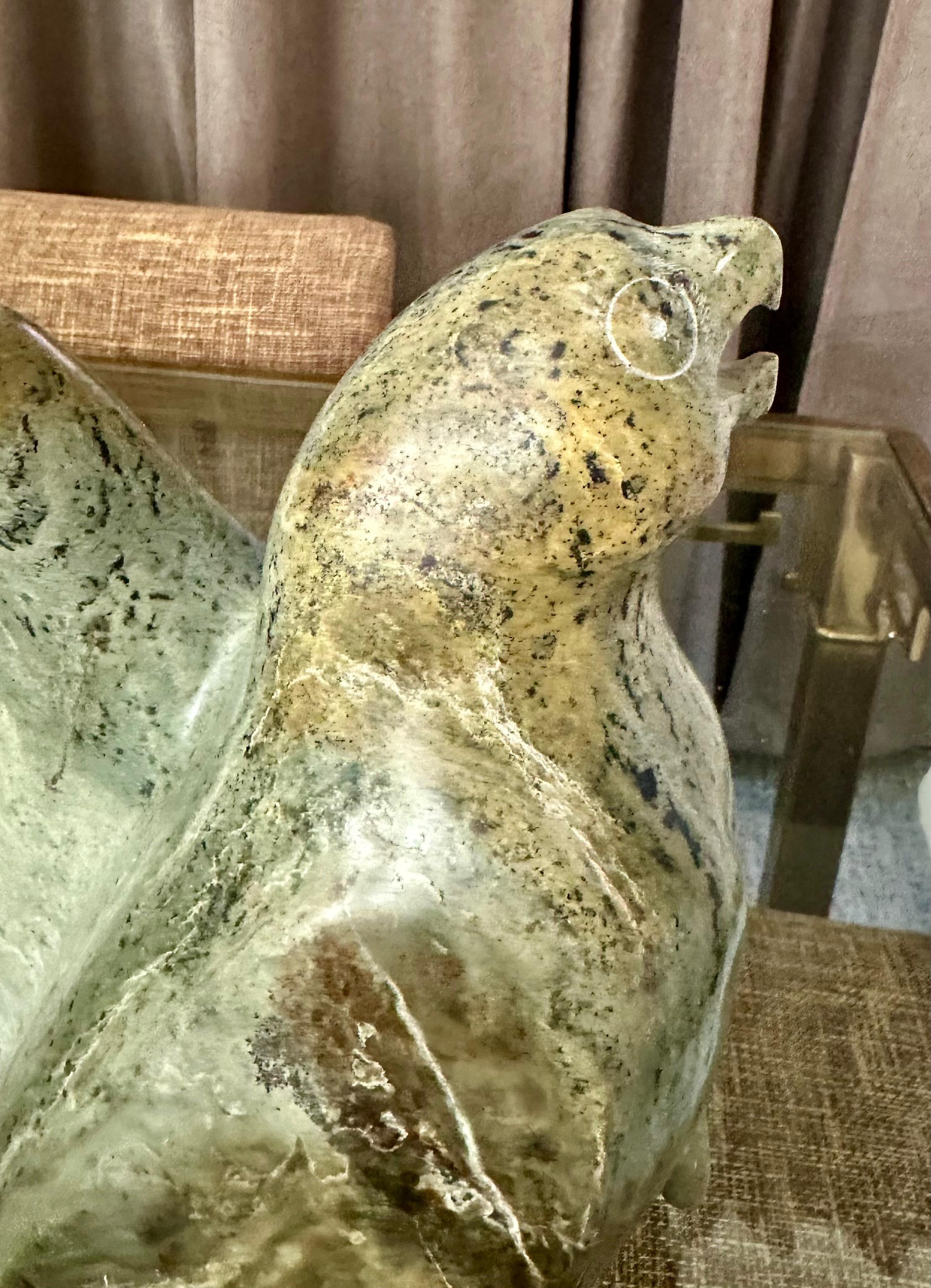 Large Inuit Native American Eskimo Stone Carved Bird Sculture For Sale 7