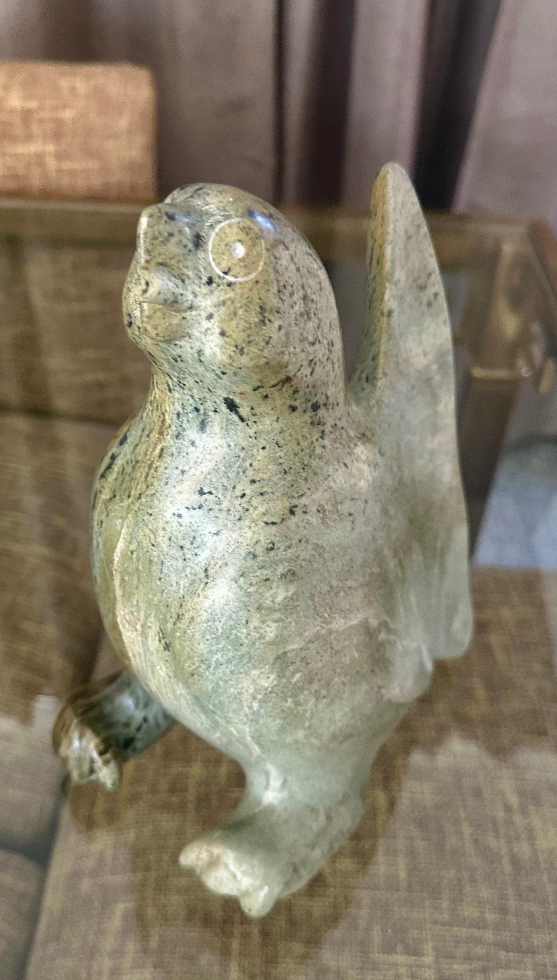Large Inuit Native American Eskimo Stone Carved Bird Sculture For Sale 9