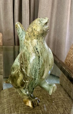 Large Inuit Native American Eskimo Stone Carved Bird Sculture