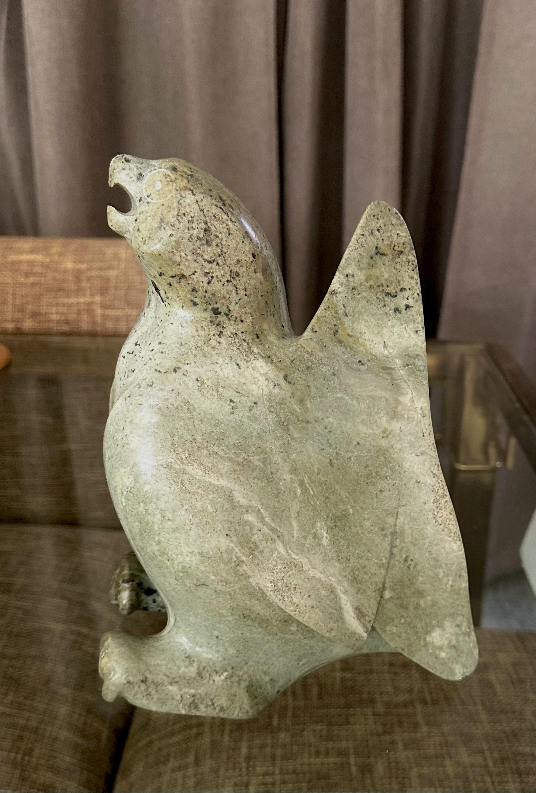 Large Inuit Native American Eskimo Stone Carved Bird Sculture For Sale 2
