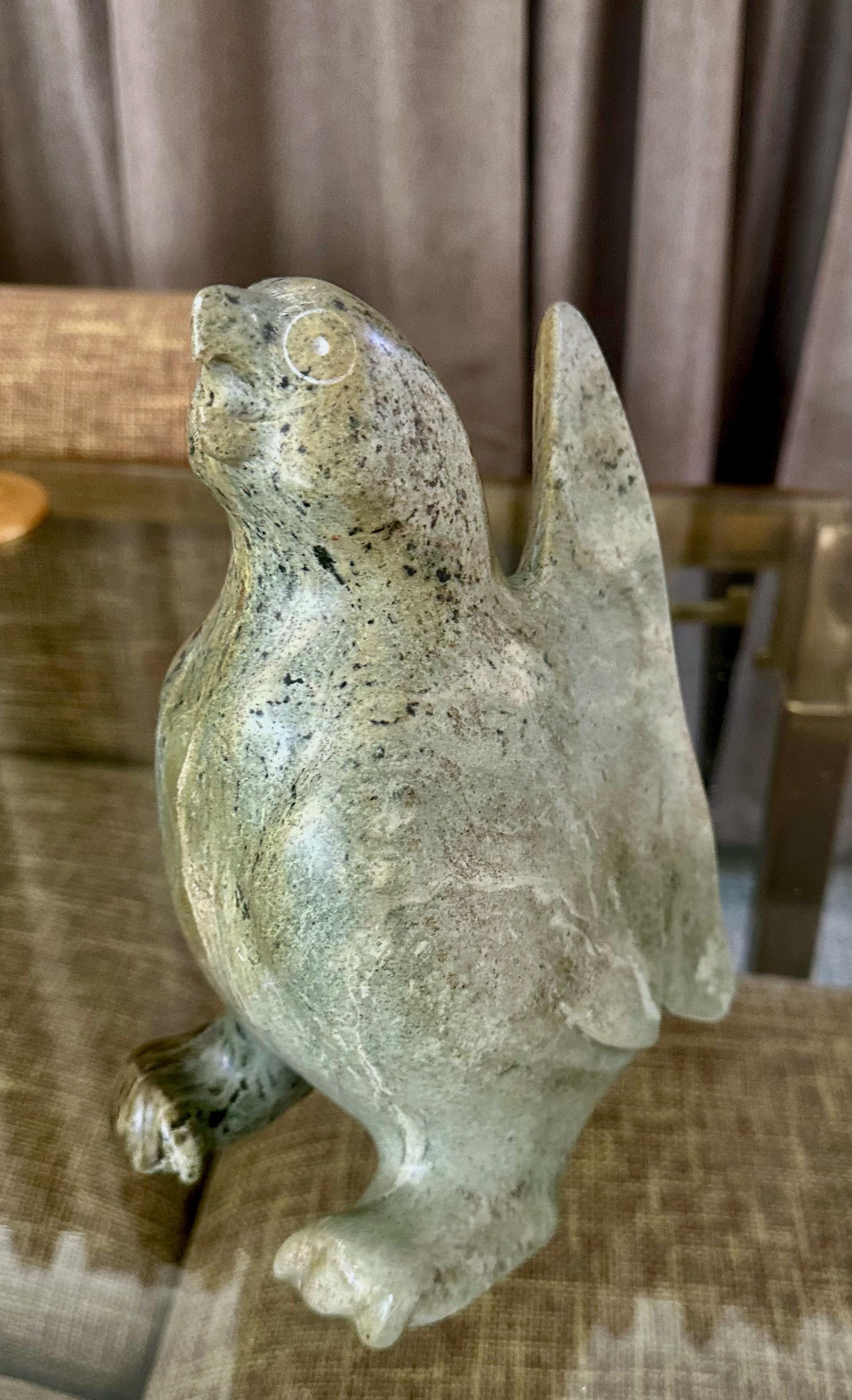 Large Inuit Native American Eskimo Stone Carved Bird Sculture For Sale 3
