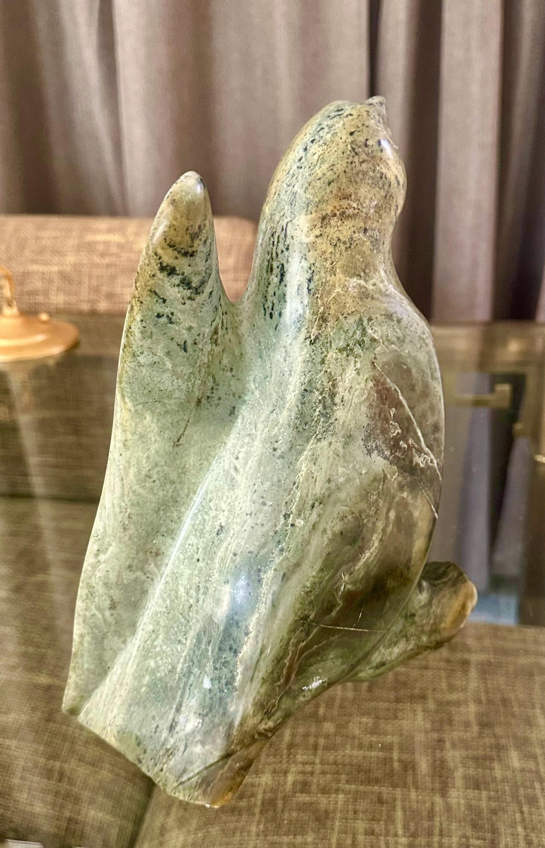 Large Inuit Native American Eskimo Stone Carved Bird Sculture For Sale 4