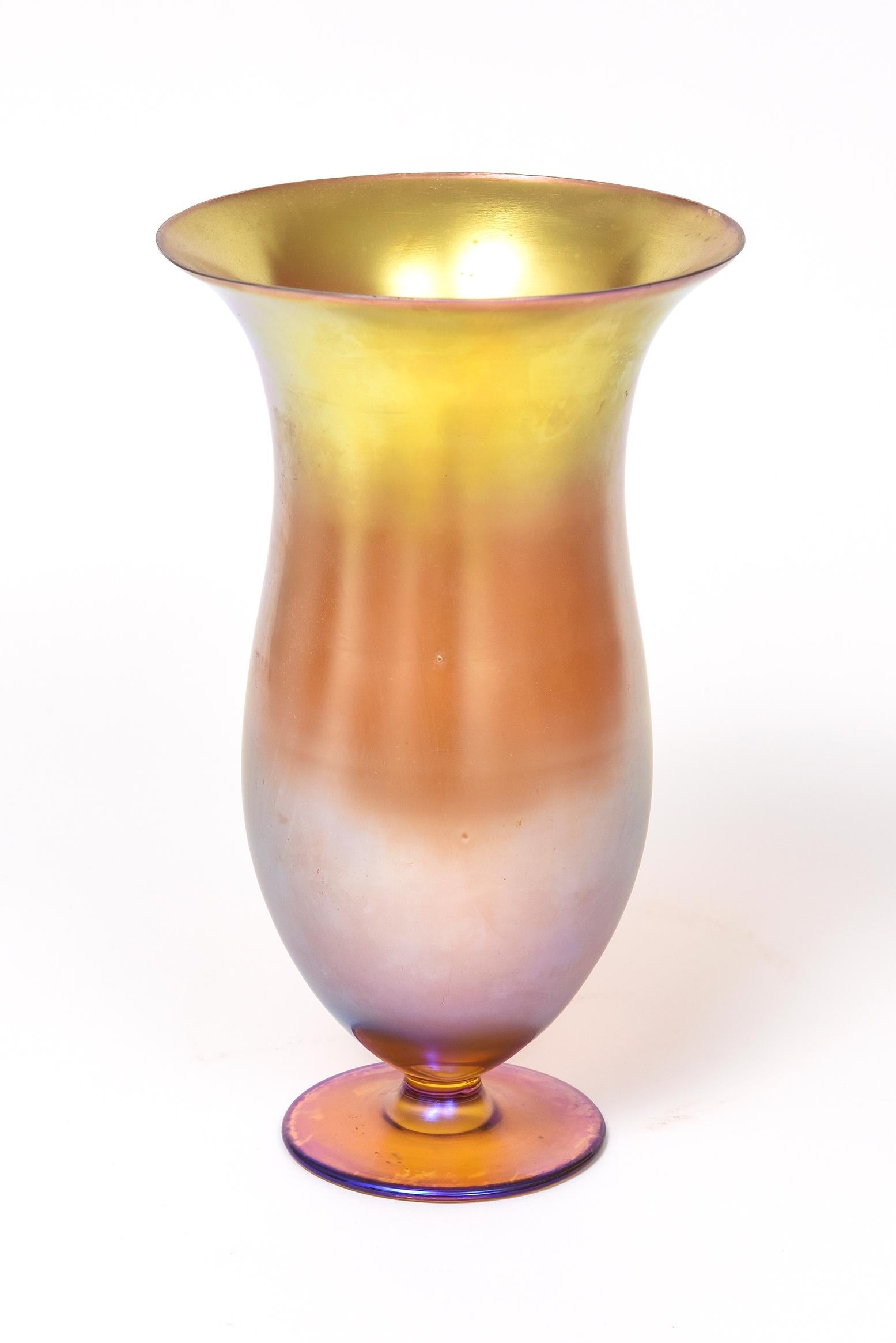 Stunning large art glass vase attributed to WMF in the 1930s. Measures: 10.5