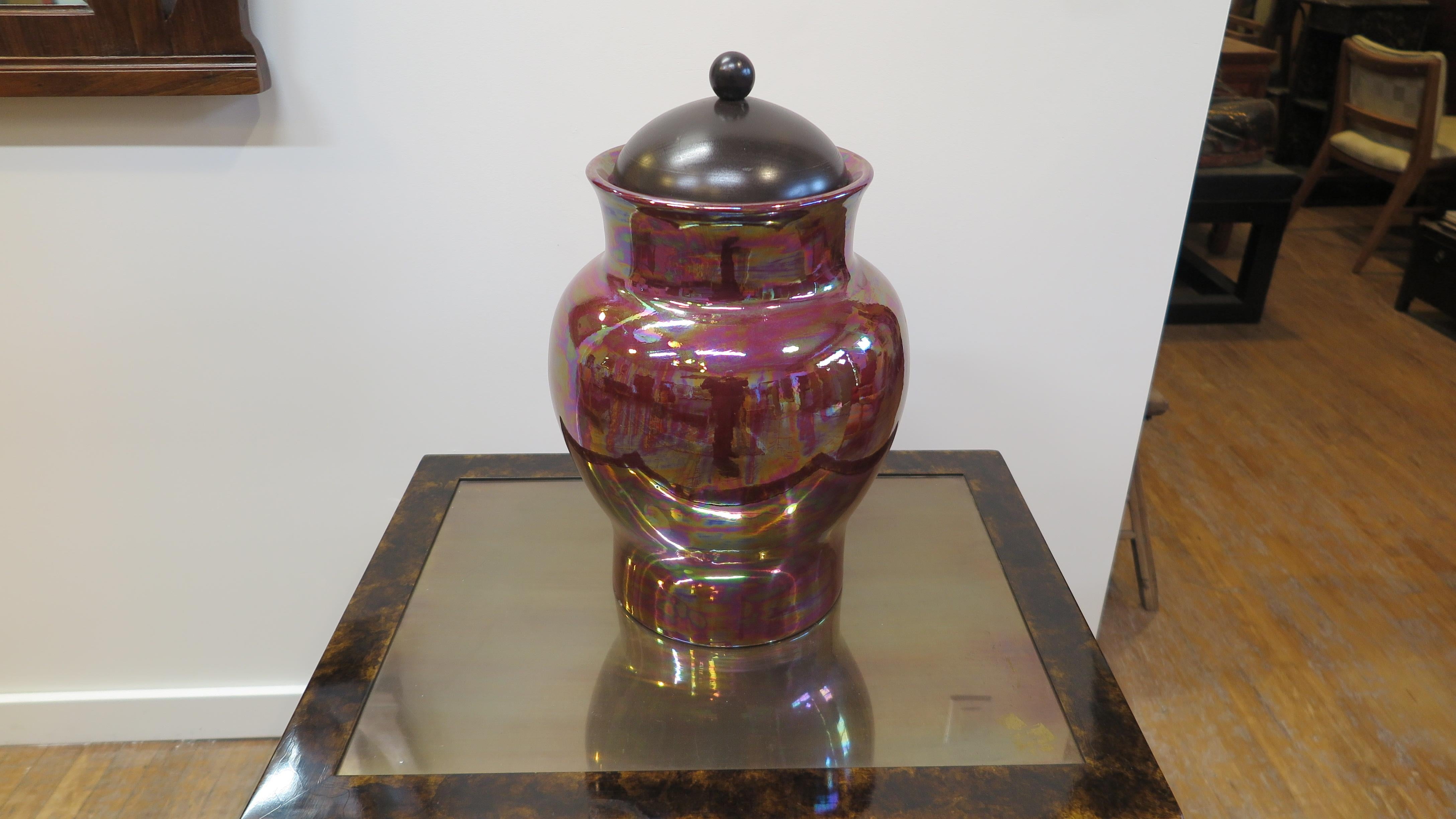 Large Iridescent Italian Urn For Sale 4