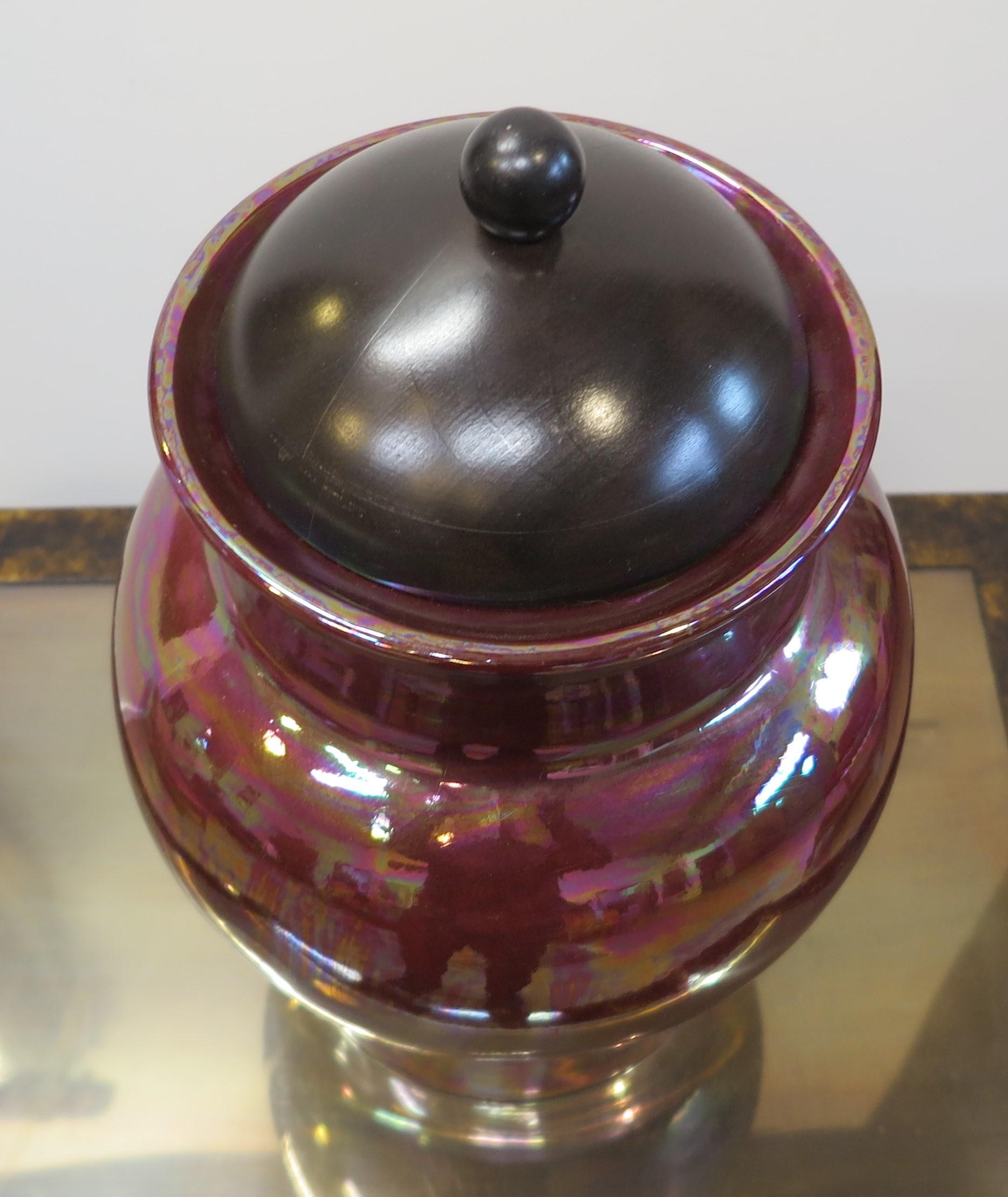 Ceramic Large Iridescent Italian Urn For Sale