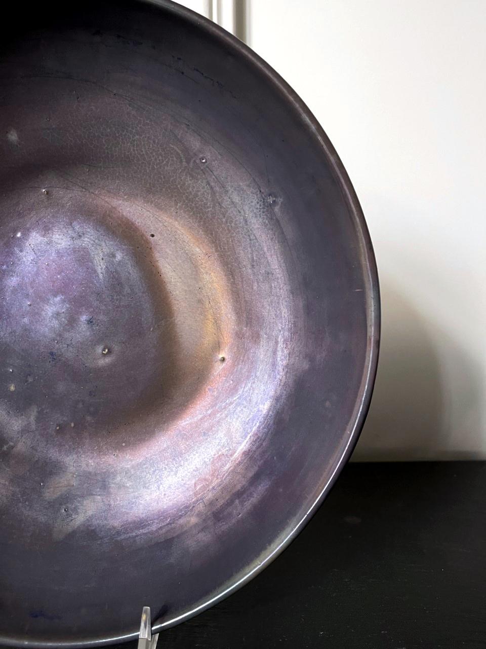 Large Iridescent Pewabic Ceramic Centerpiece Bowl For Sale 4