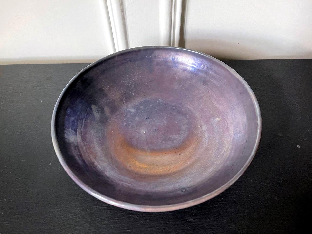 Mid-Century Modern Large Iridescent Pewabic Ceramic Centerpiece Bowl For Sale