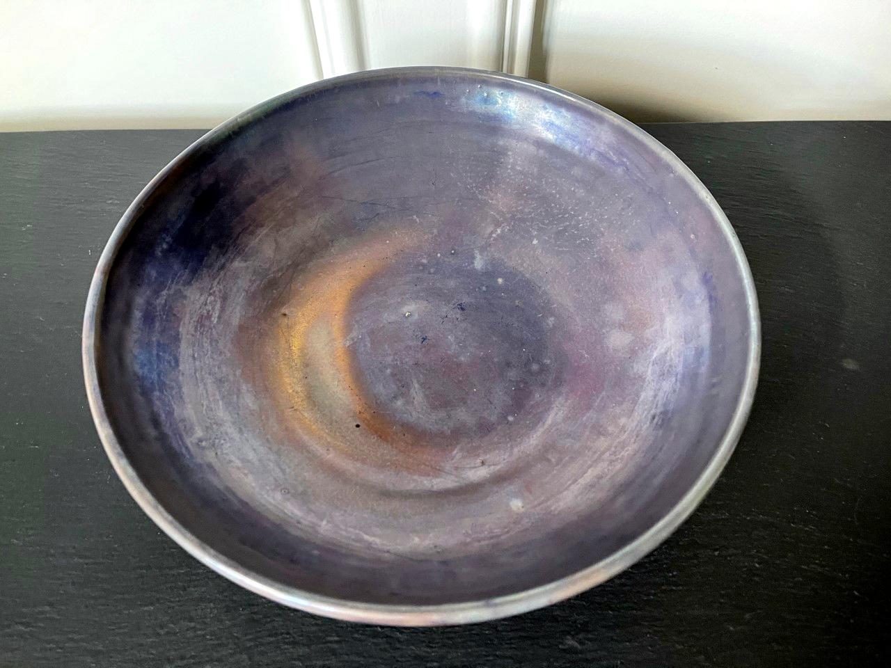 Mid-Century Modern Large Iridescent Pewabic Ceramic Centerpiece Bowl For Sale