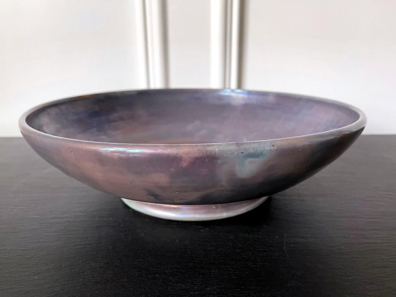 20th Century Large Iridescent Pewabic Ceramic Centerpiece Bowl For Sale