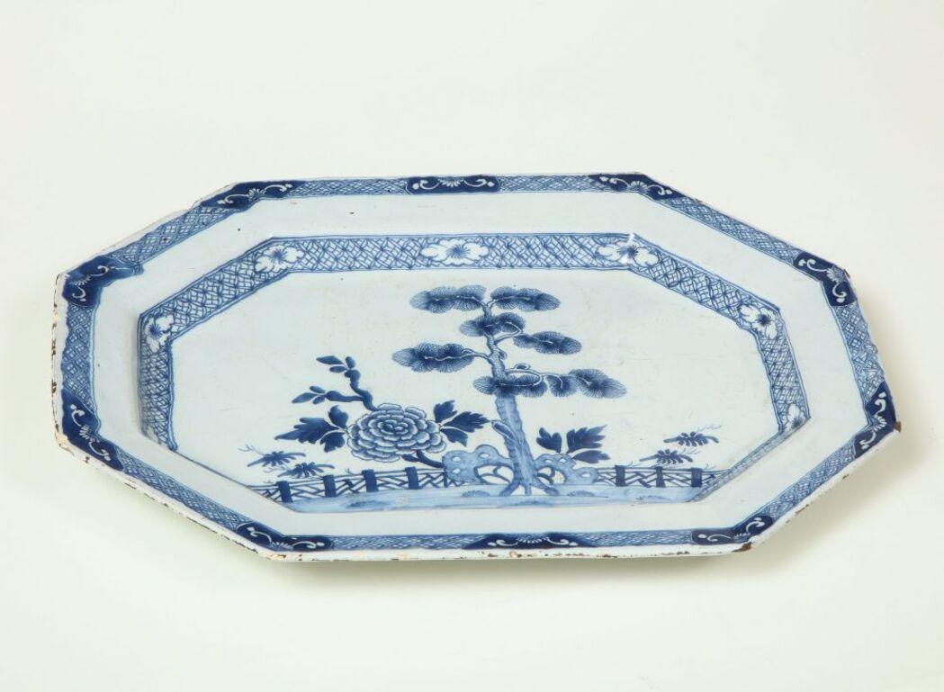 Large Irish Delft Blue & White Platter For Sale 6