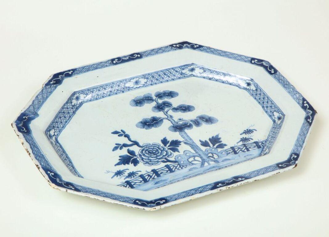 Large Irish Delft Blue & White Platter For Sale 7