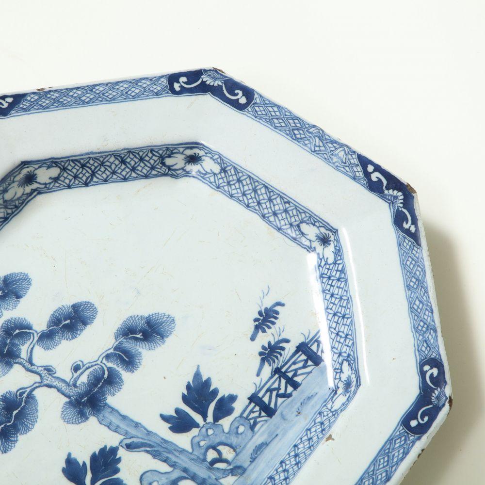 Large Irish Delft Blue & White Platter For Sale 3