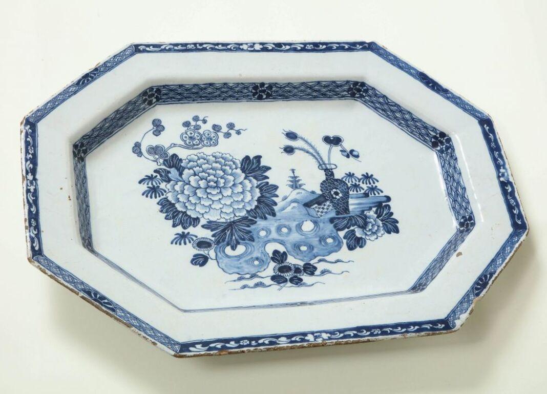 Large Irish Delft Blue & White Serving Platter For Sale 3