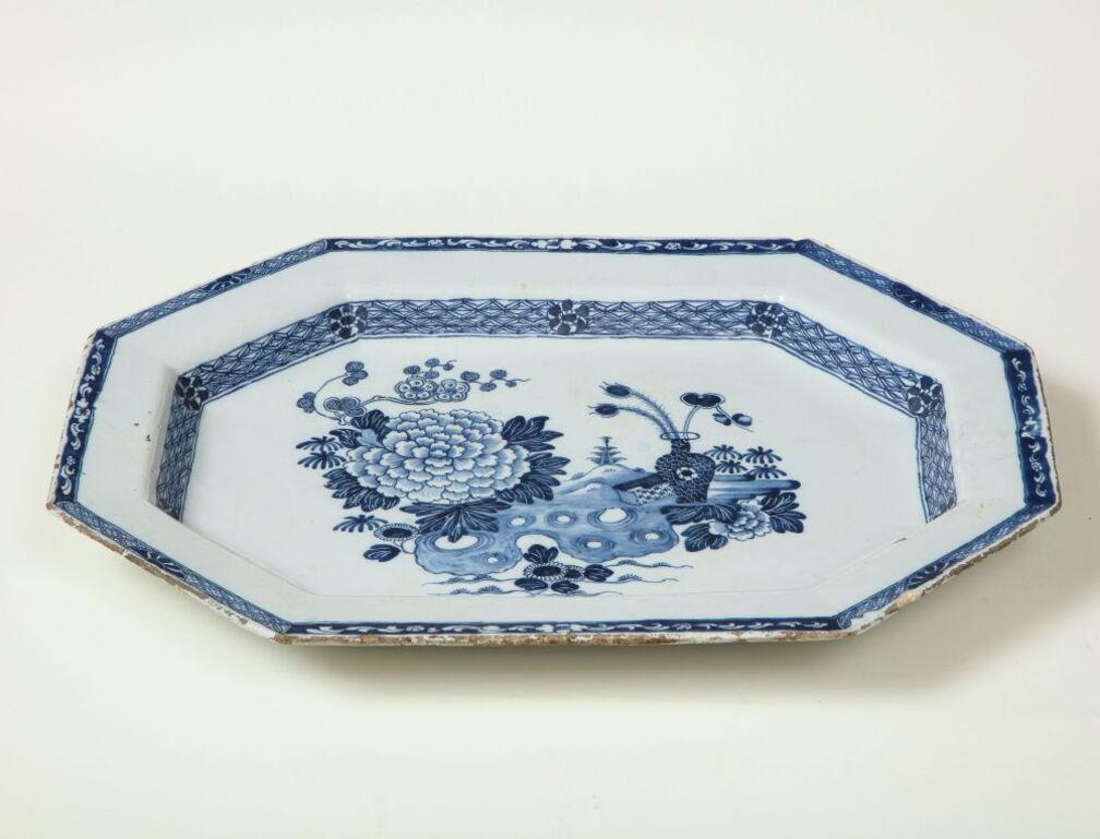 Large Irish Delft Blue & White Serving Platter For Sale 6